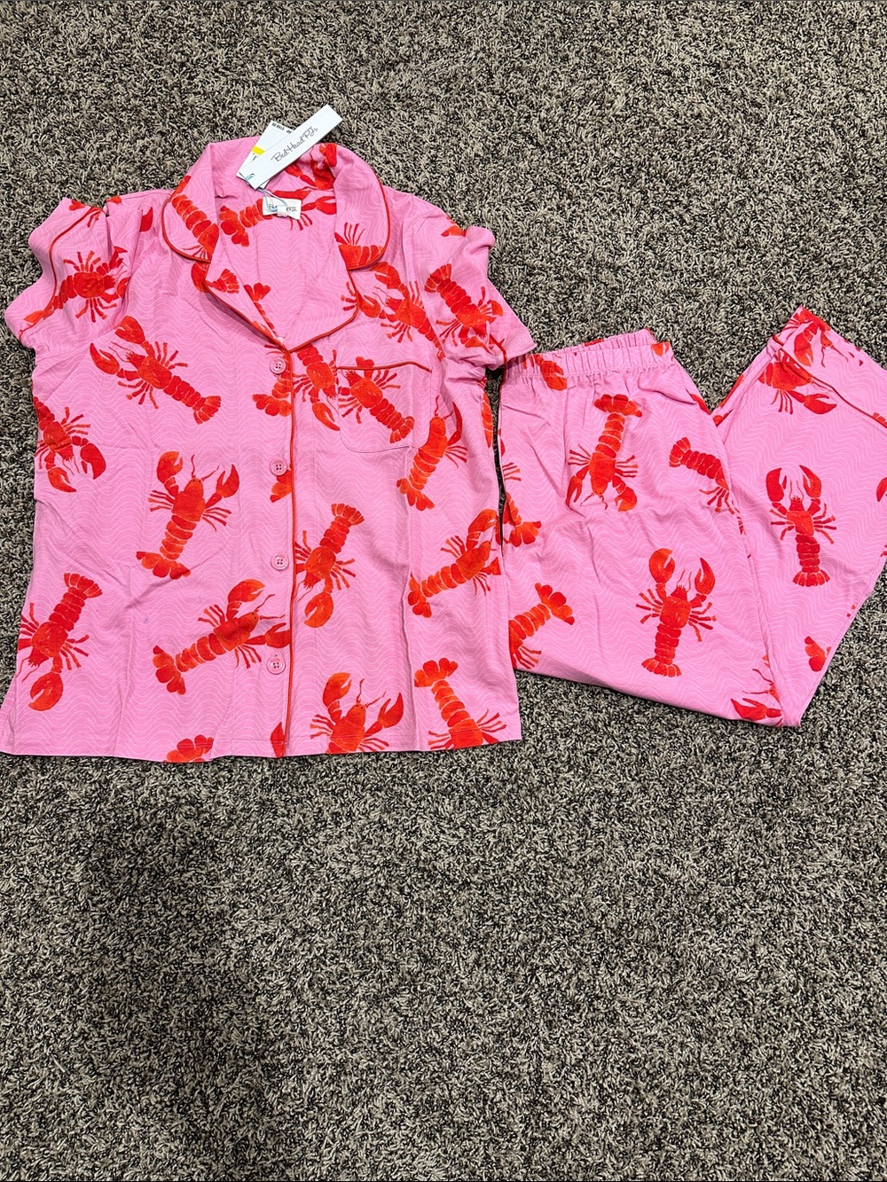 BedHead Pink Lobster-Print Short-Sleeve Pajama Set